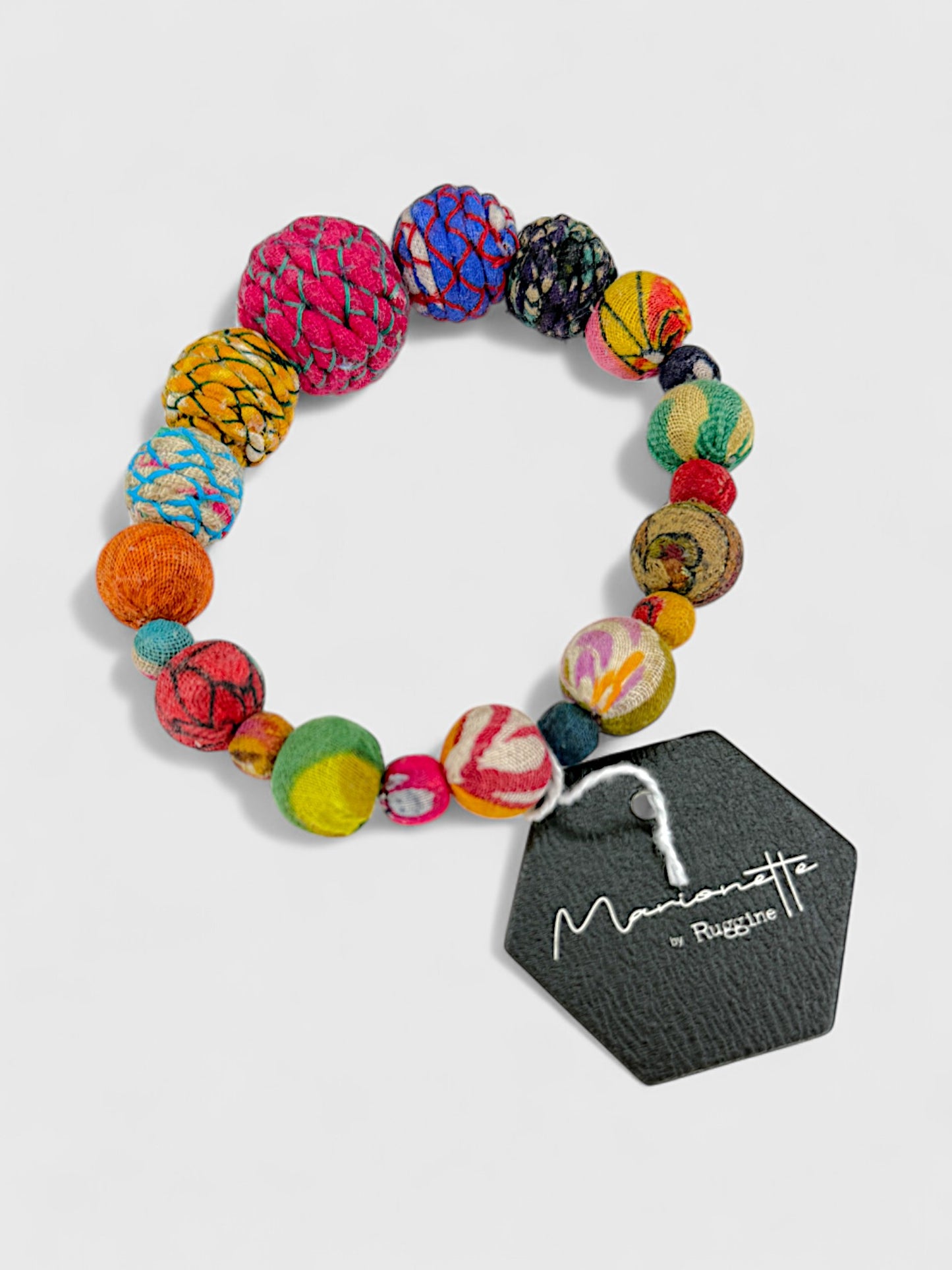 Handmade Fabric Beaded Stretch Bracelet