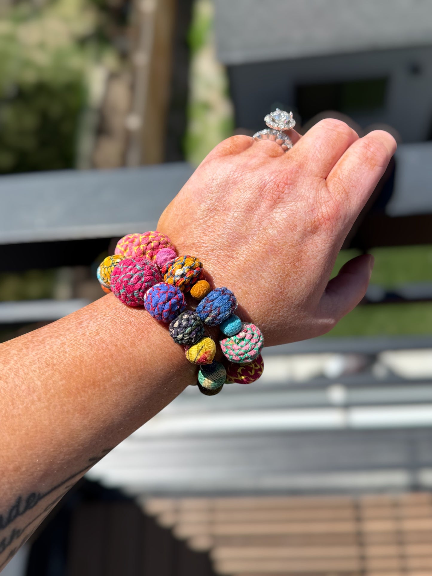 Handmade Circle Bead Stretch Bracelet