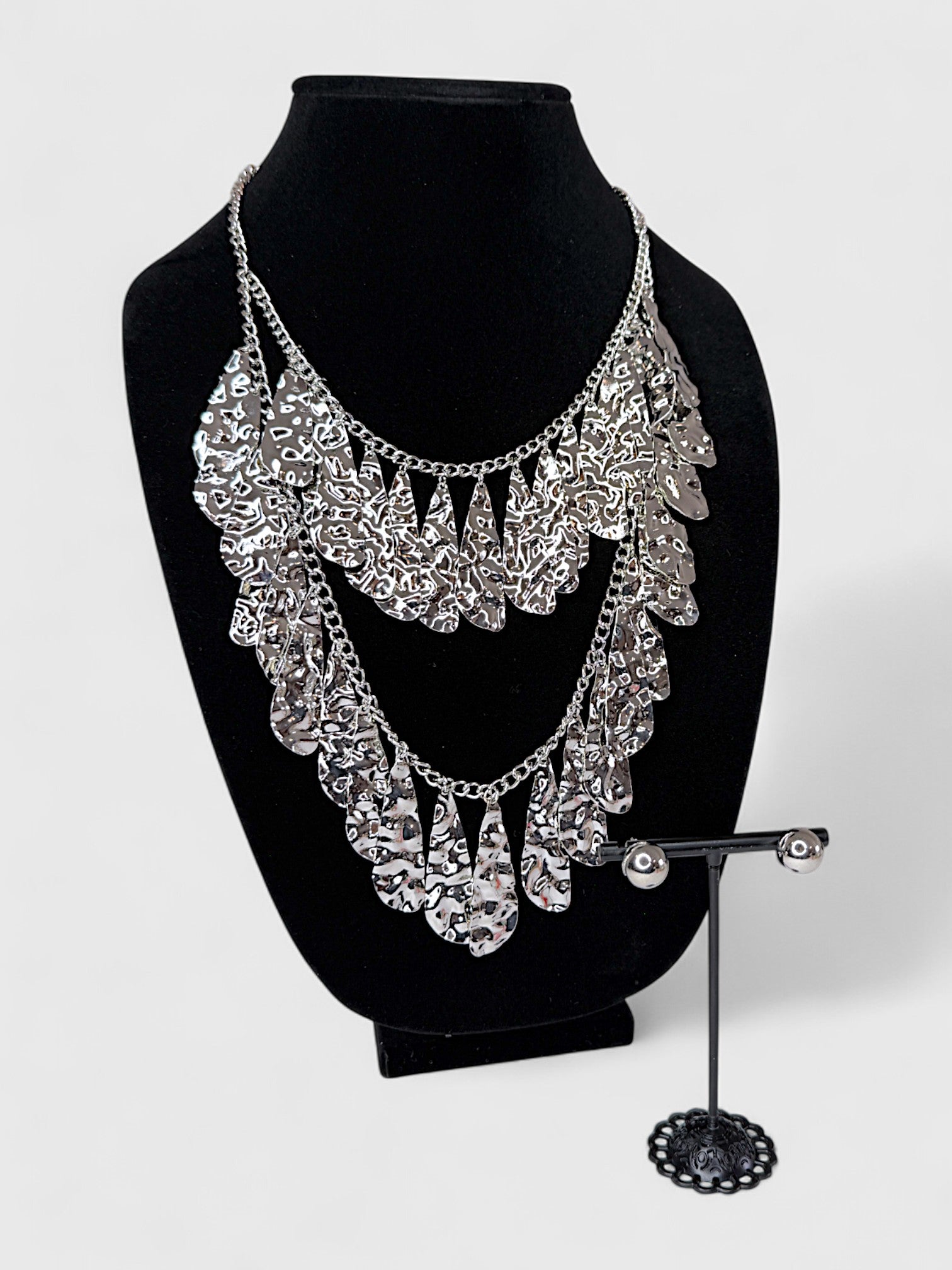 Molten Metal Bib Necklace Set