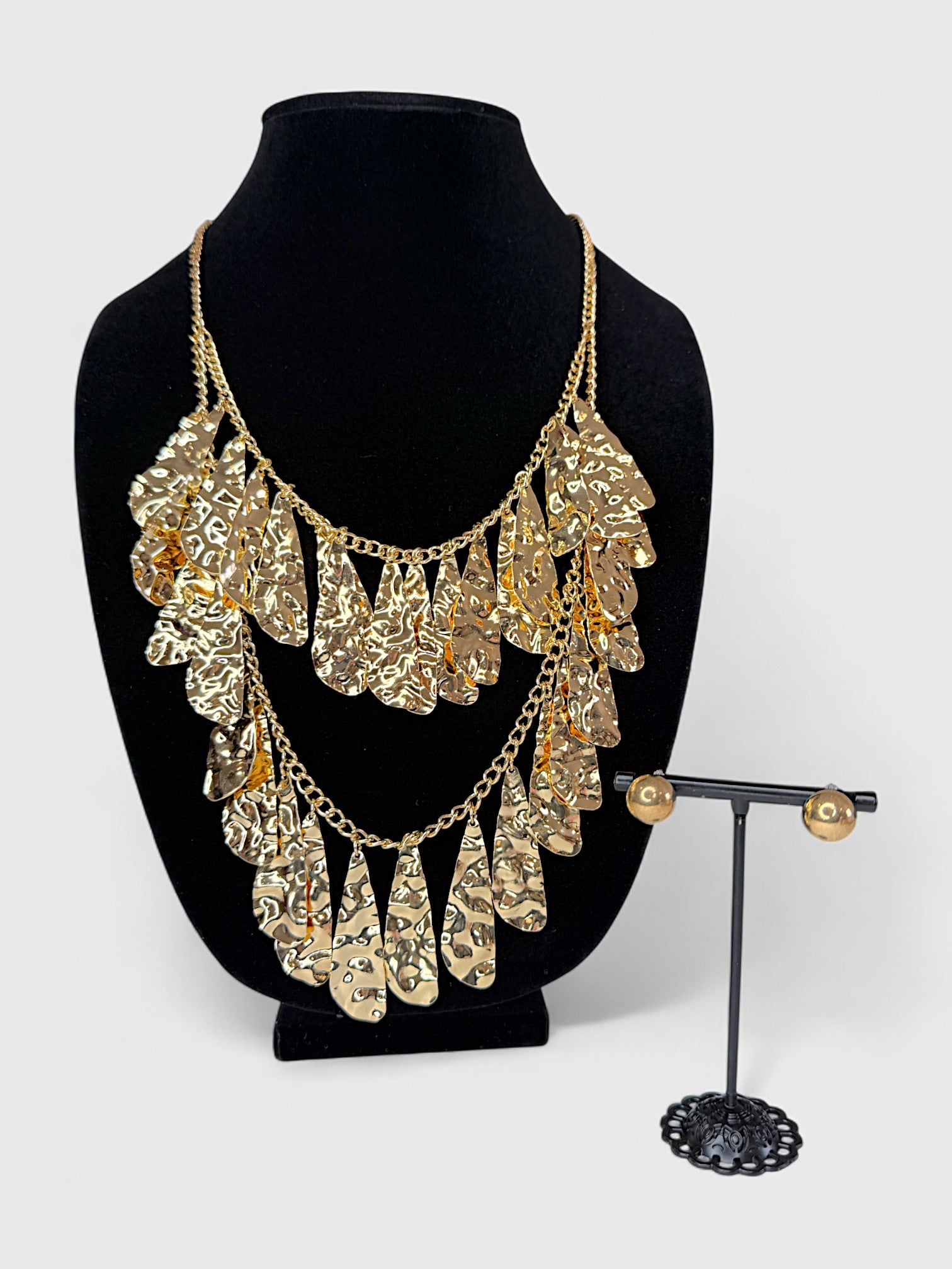 Molten Metal Bib Necklace Set
