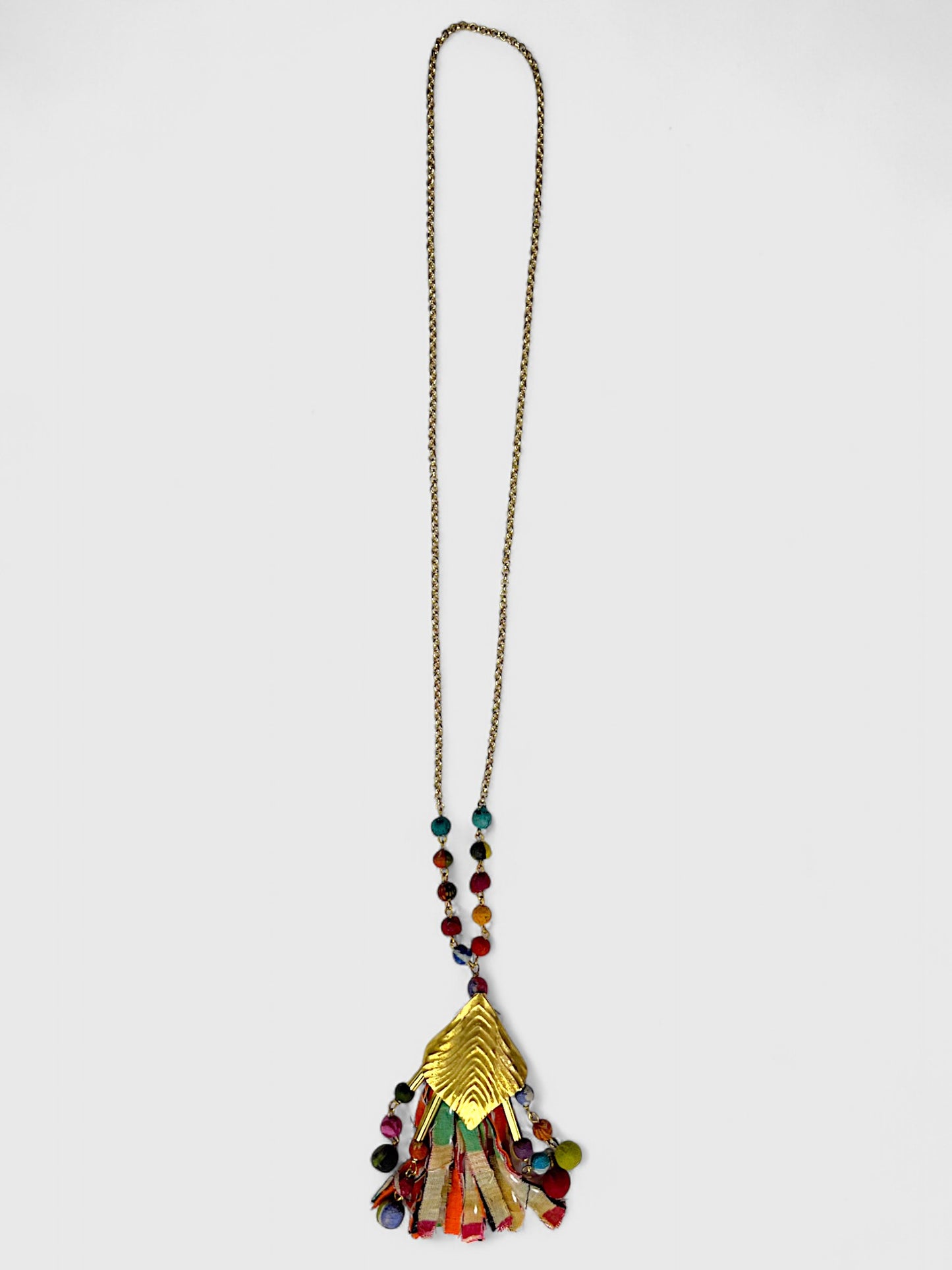Colorful Beaded Chain Pendant Necklace