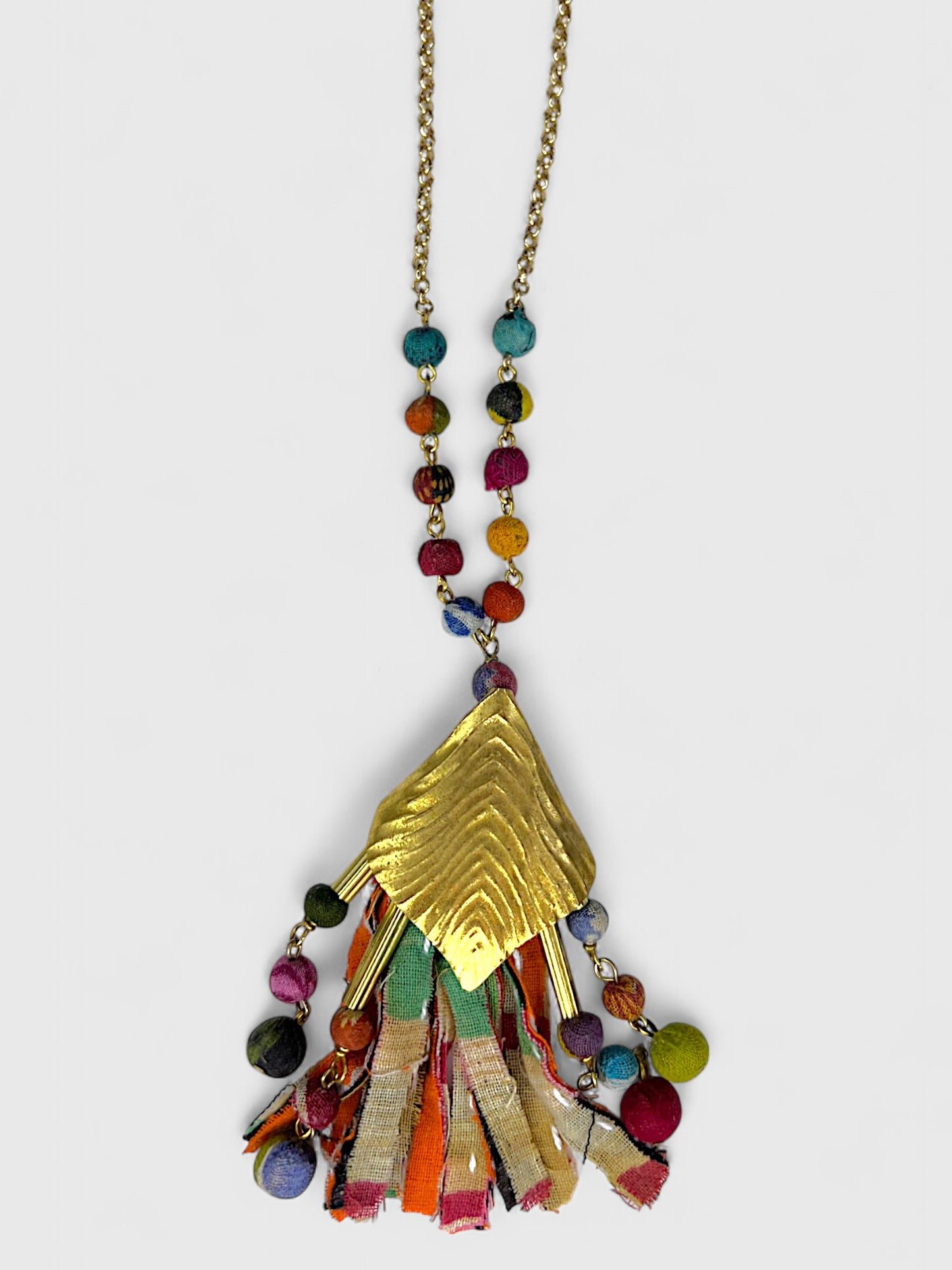 Colorful Beaded Chain Pendant Necklace