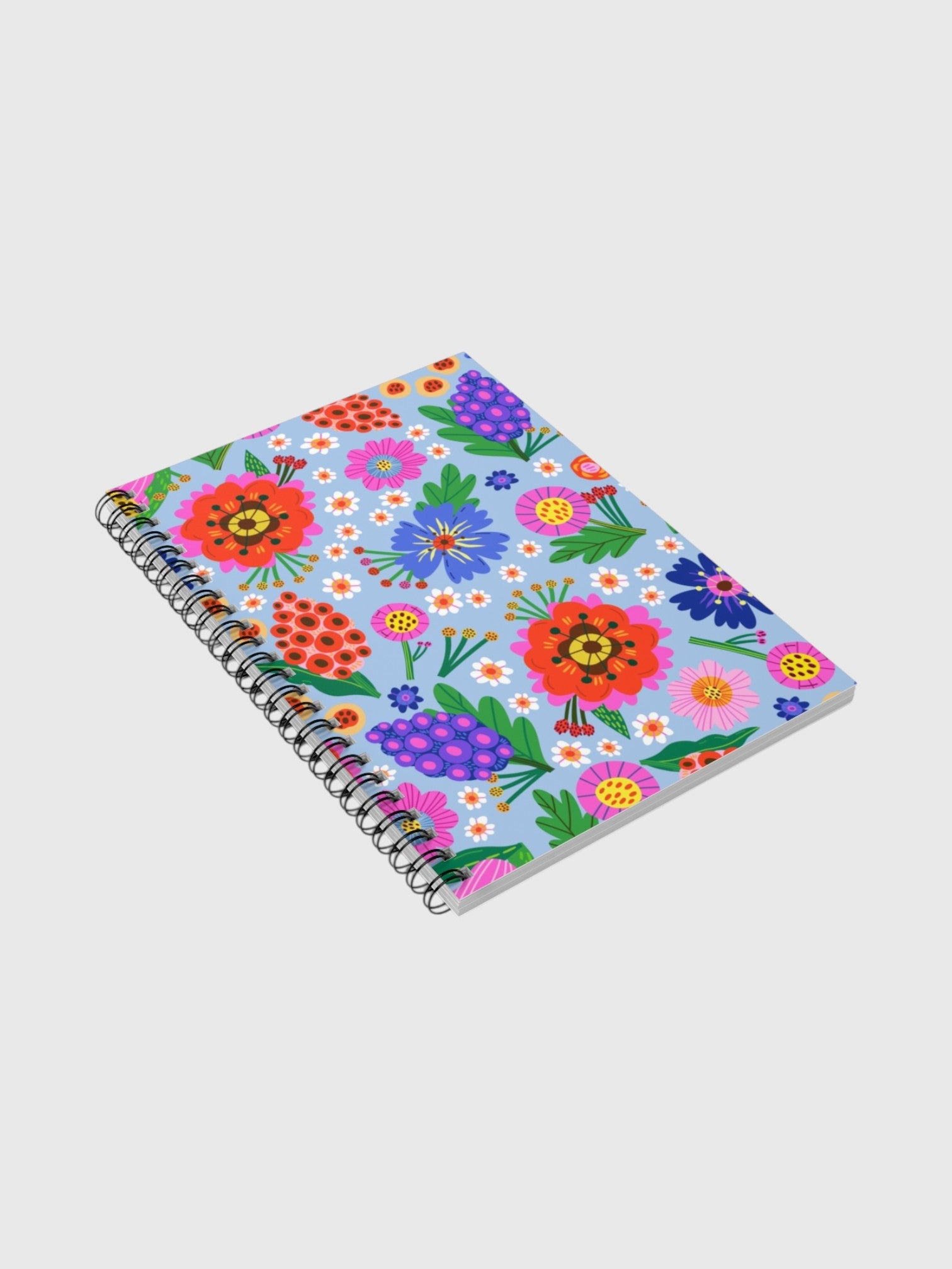 Blue Floral Spiral Notebook