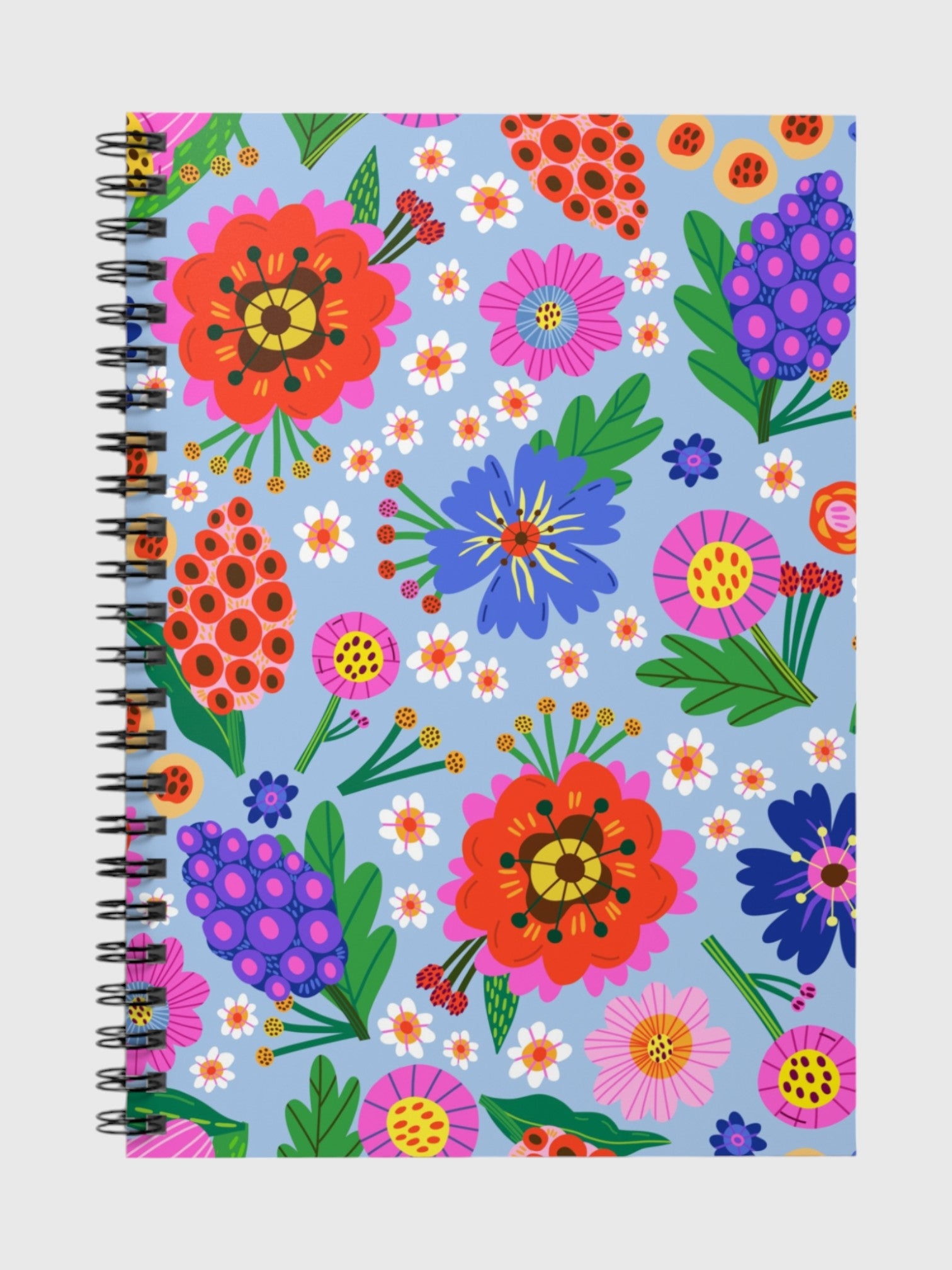Blue Floral Spiral Notebook