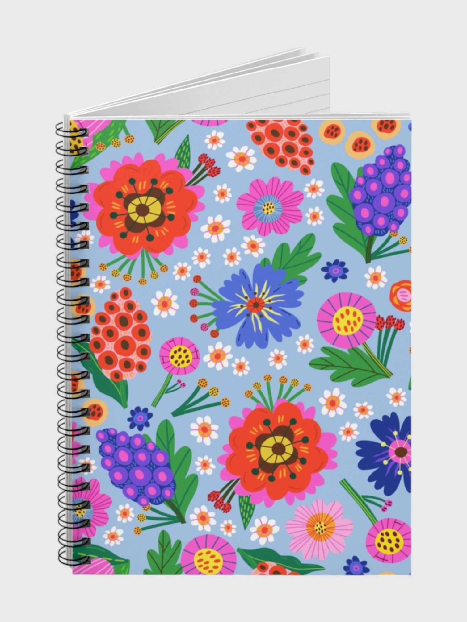 Blue Floral Spiral Notebook