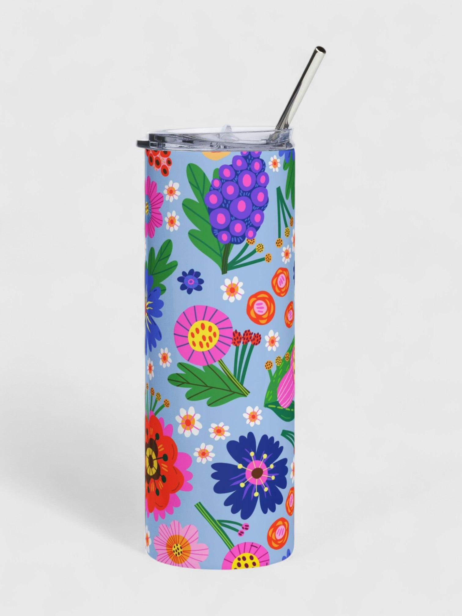 Blue Floral Stainless Steel Tumbler - 20oz