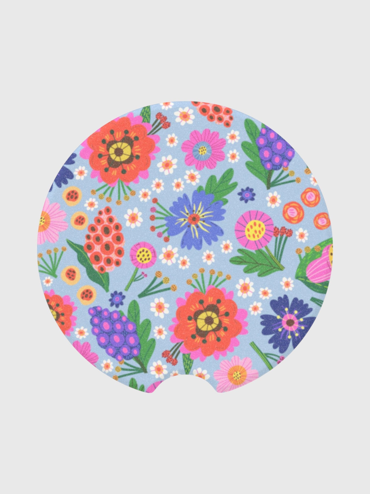 Blue Floral Soapstone Car Coaster