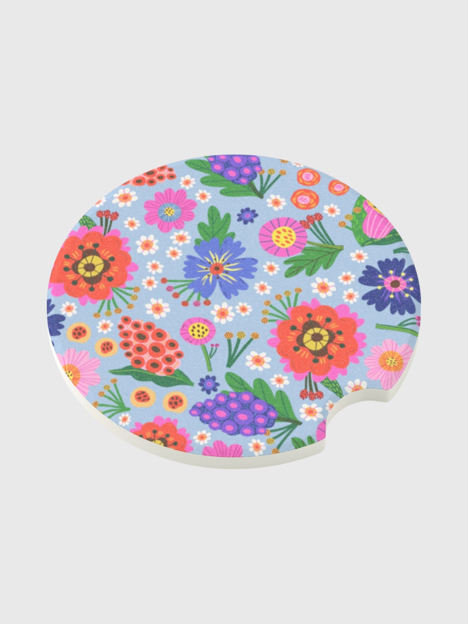 Blue Floral Soapstone Car Coaster