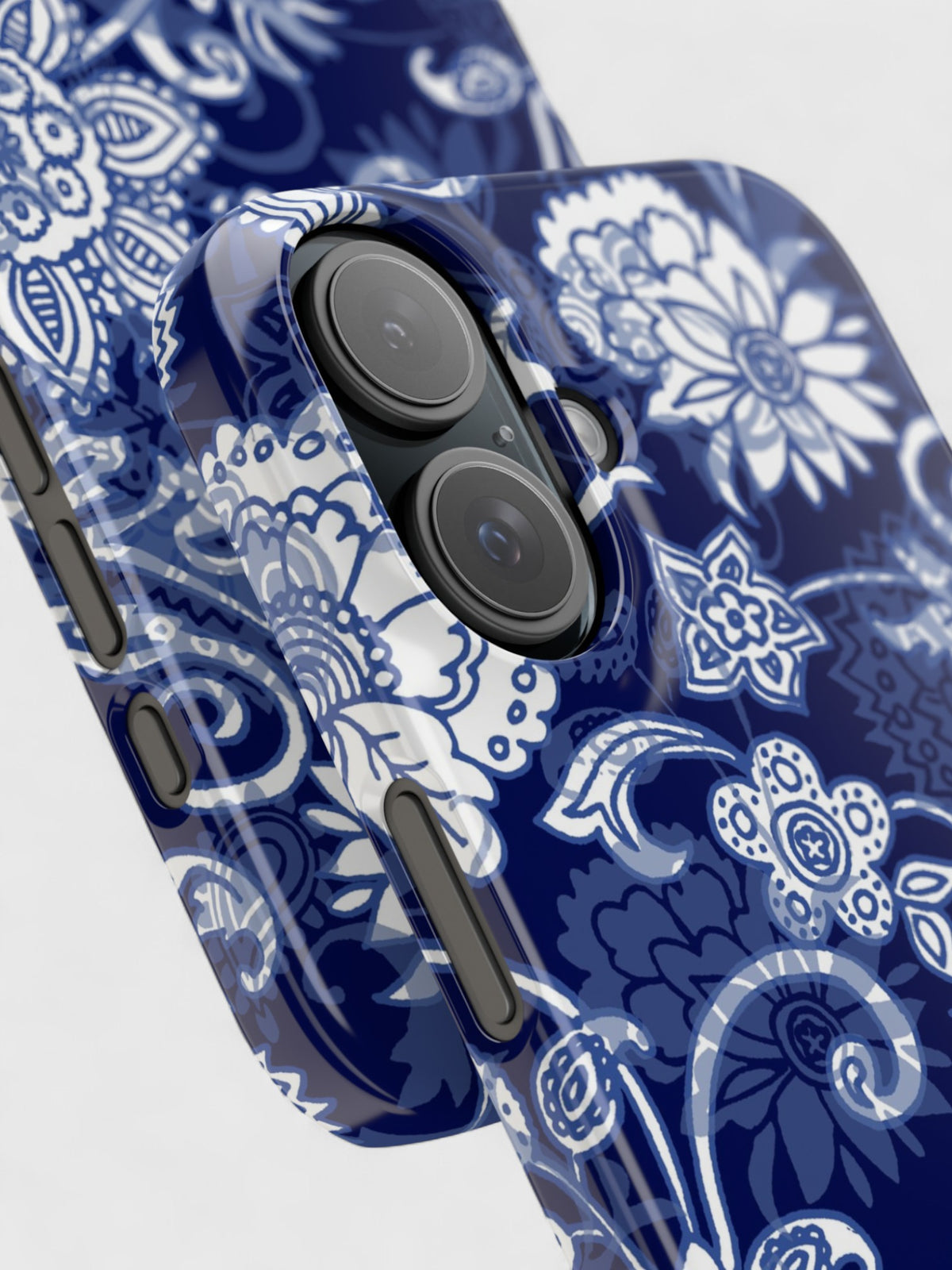 Elegant Blue Floral Slim iPhone Case