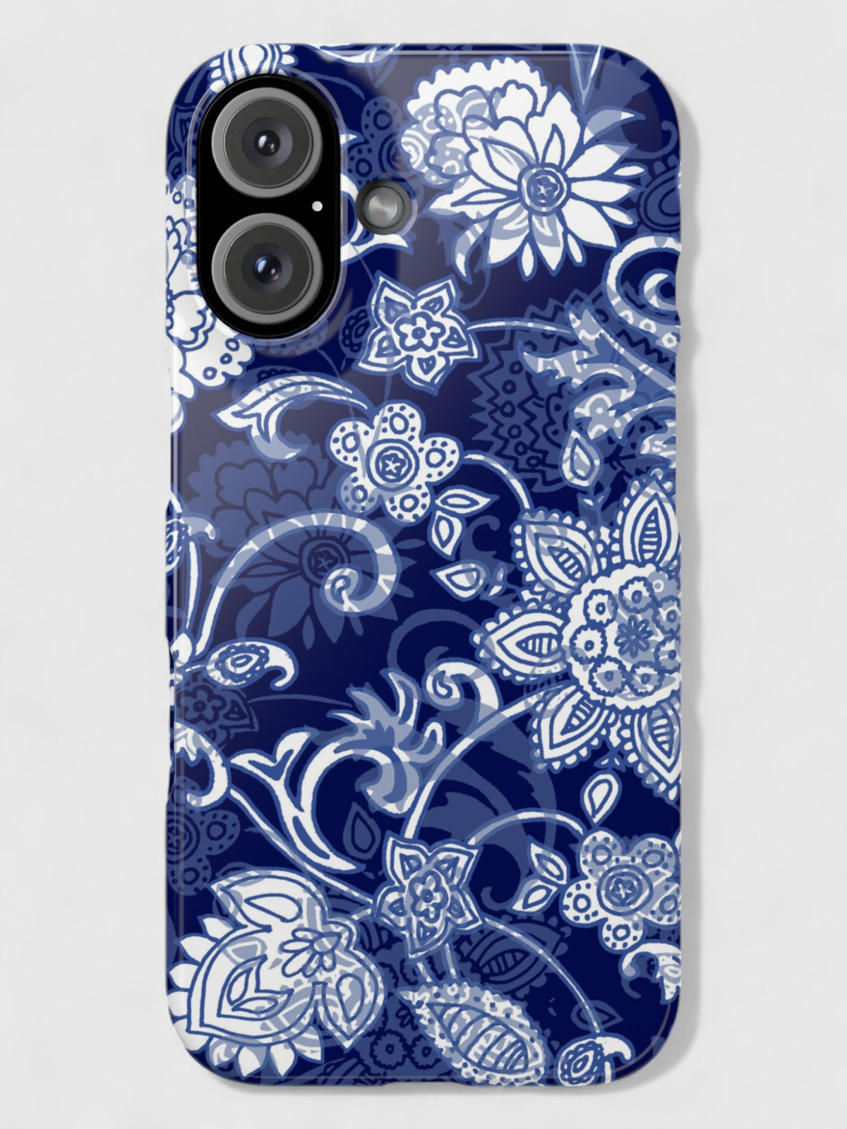 Elegant Blue Floral Slim iPhone Case
