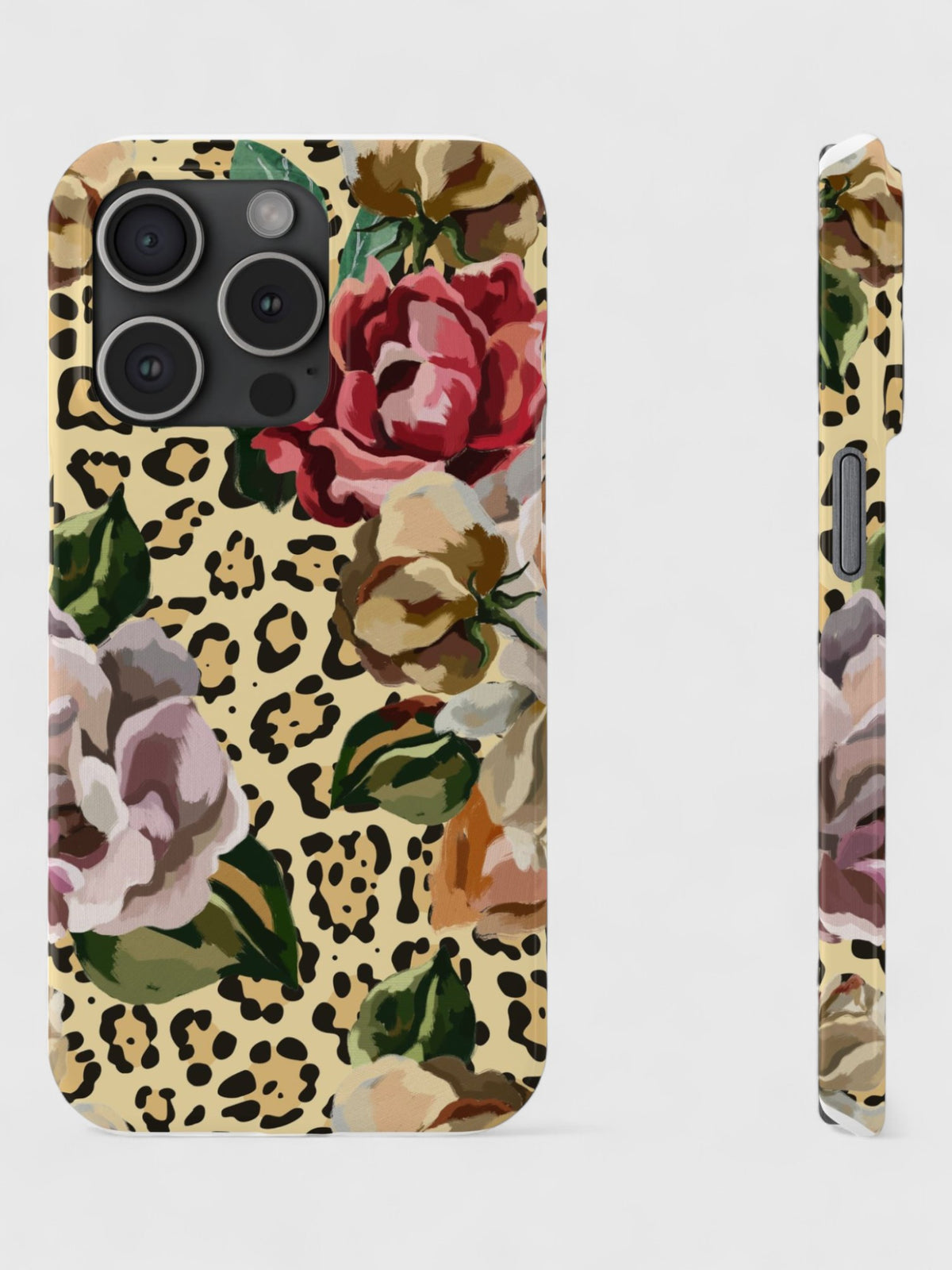 Leopard Garden Roses Slim iPhone Case