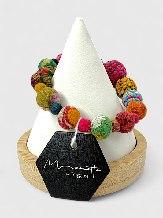 Handmade Fabric Beaded Stretch Bracelet