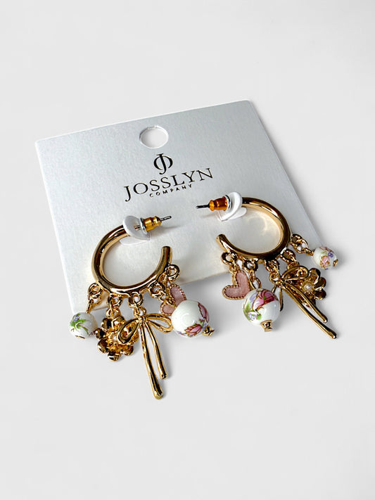 Garden Party Charm Hoop Earrings