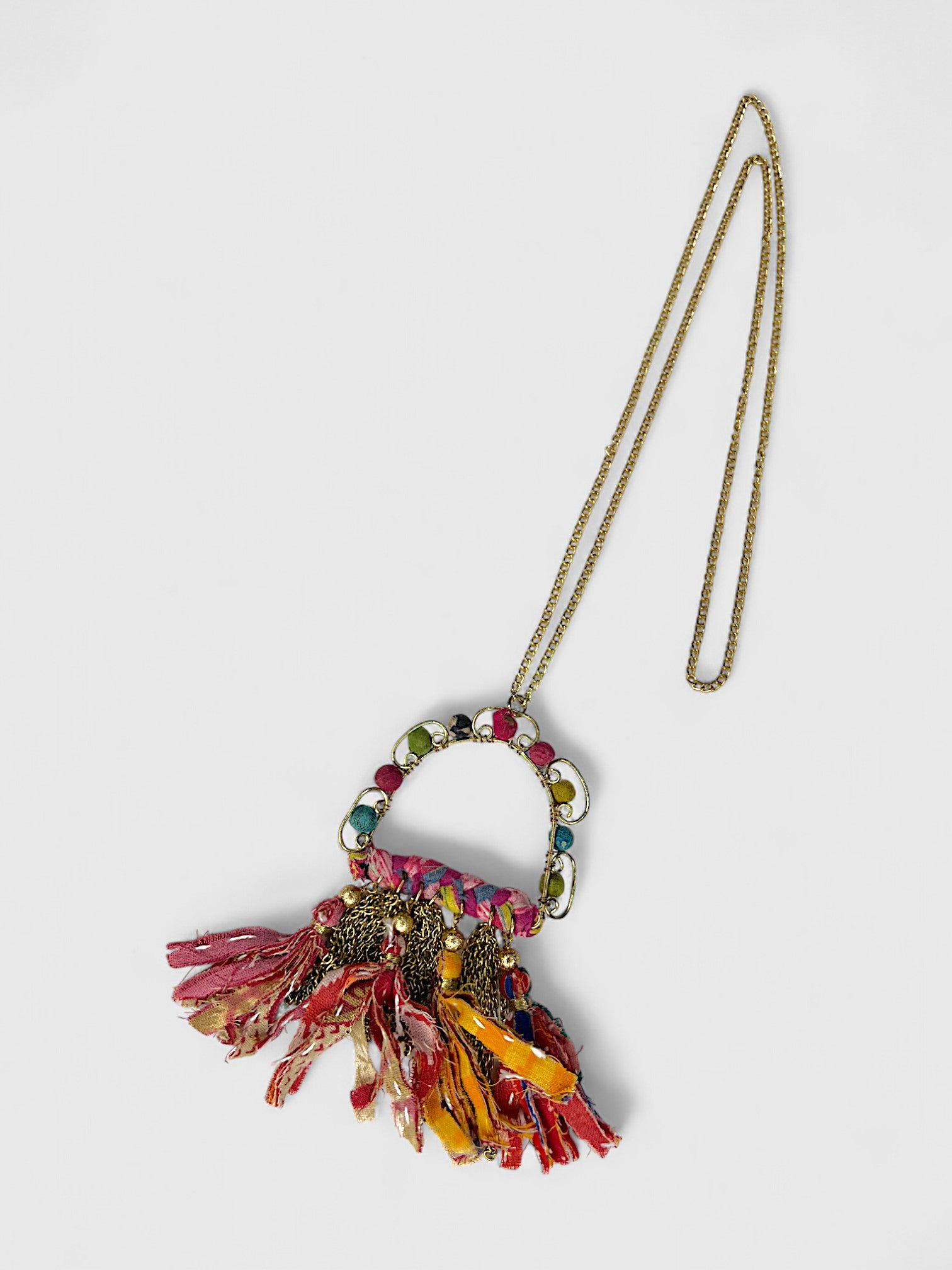 Chain Link Fabric Tassel Necklace