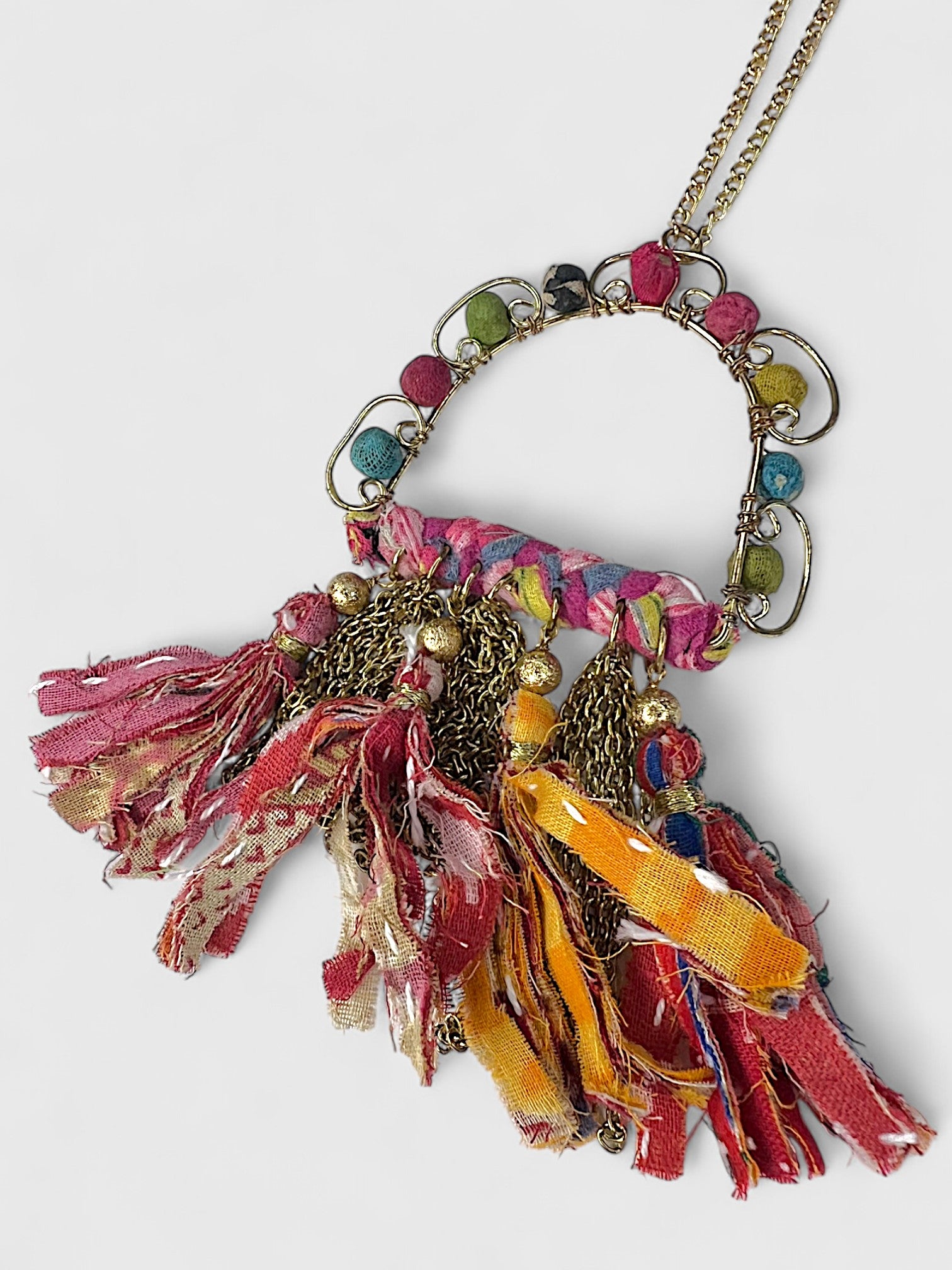 Chain Link Fabric Tassel Necklace