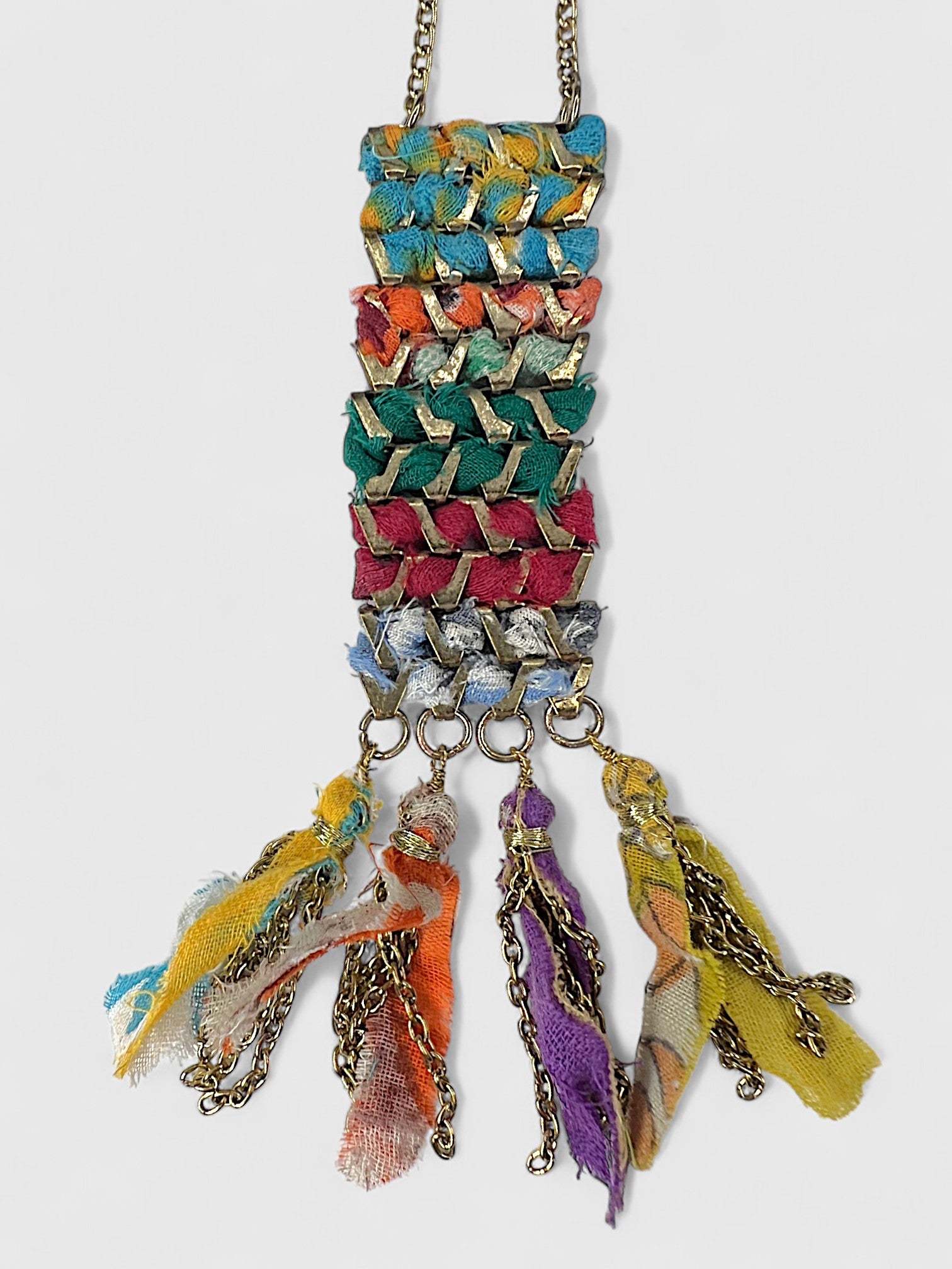 Layered Woven Tassel Necklace