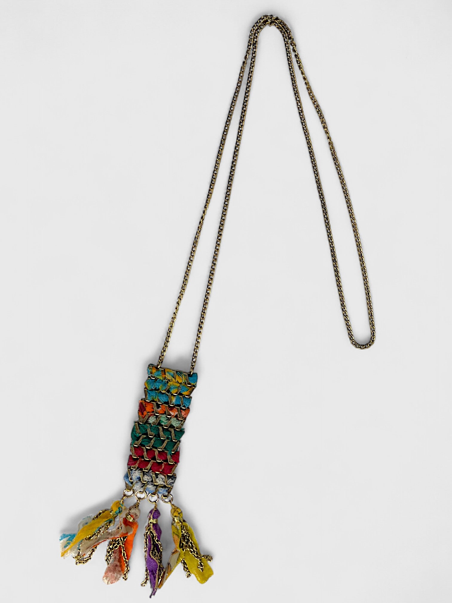 Layered Woven Tassel Necklace