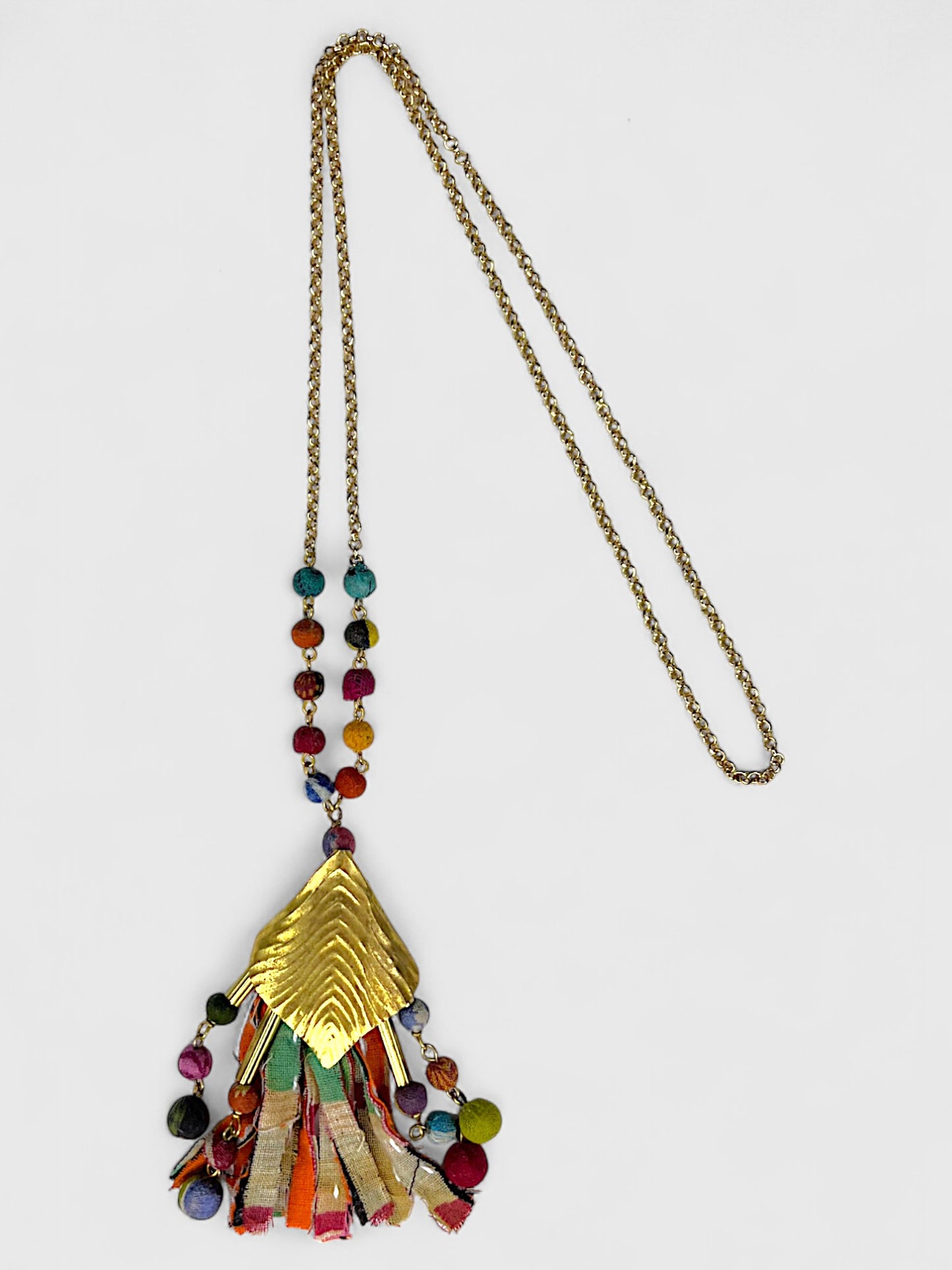 Colorful Beaded Chain Pendant Necklace