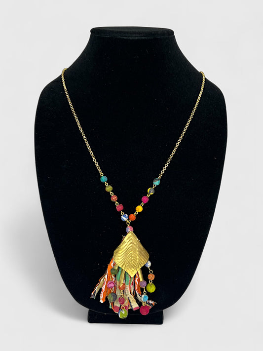 Colorful Beaded Chain Pendant Necklace