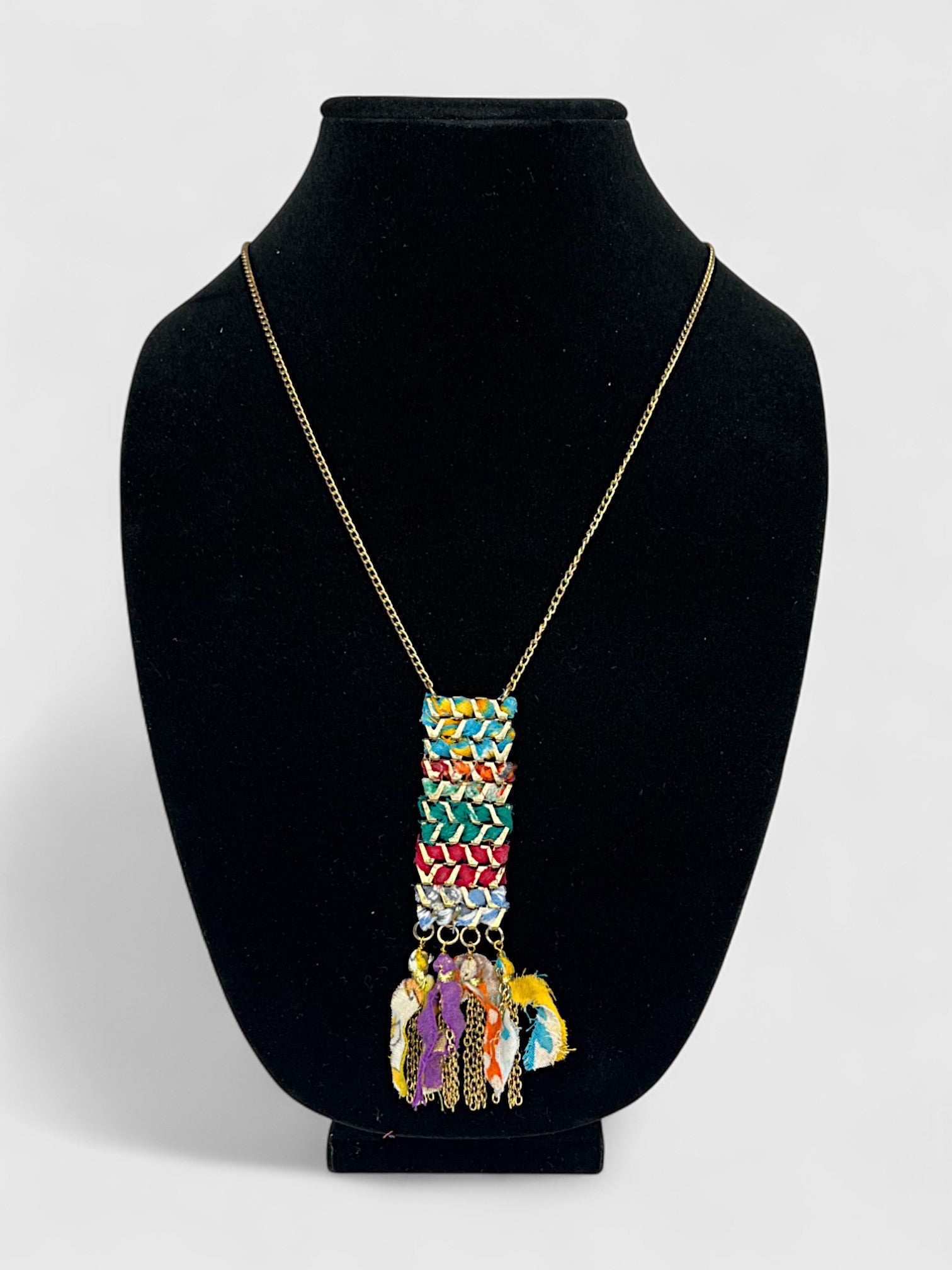 Layered Woven Tassel Necklace